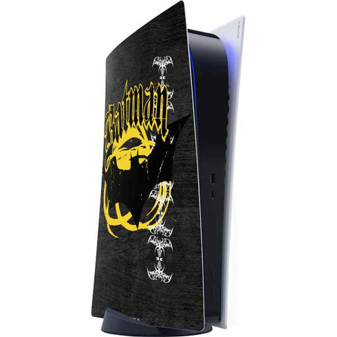 DC Comics Batman Dark Knight Logo Yellow & Black PS5 Digital Edition Console Skin